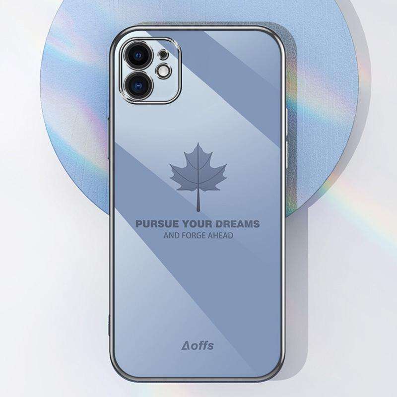 For Samsung Galaxy S22 5G 9D Plating Maple Leaf Silicone Phone Case with Strap(Black)