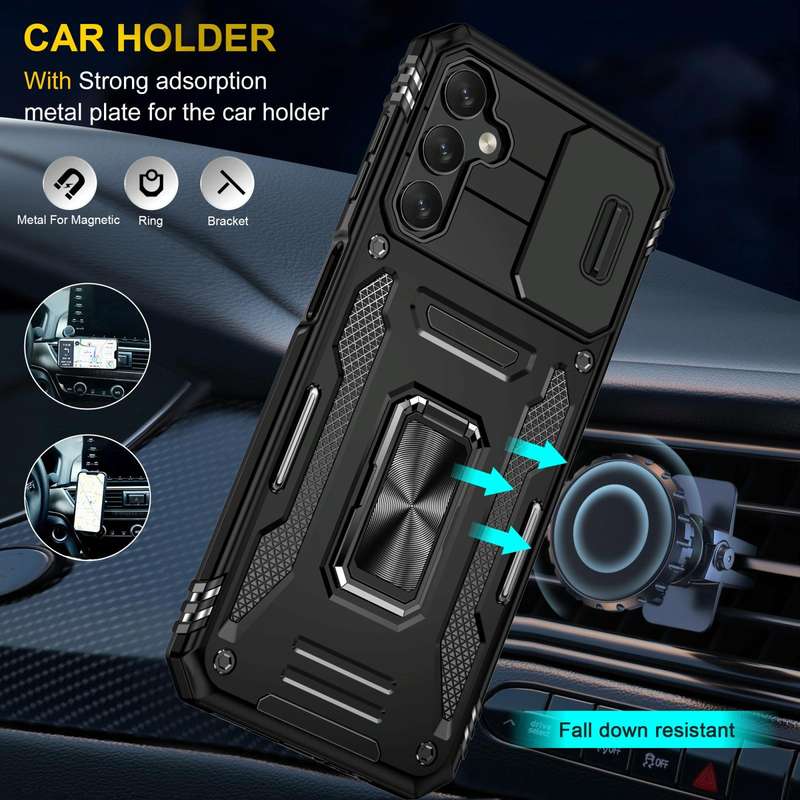 For Samsung Galaxy A15 Armor PC + TPU Camera Shield Phone Case(Black)
