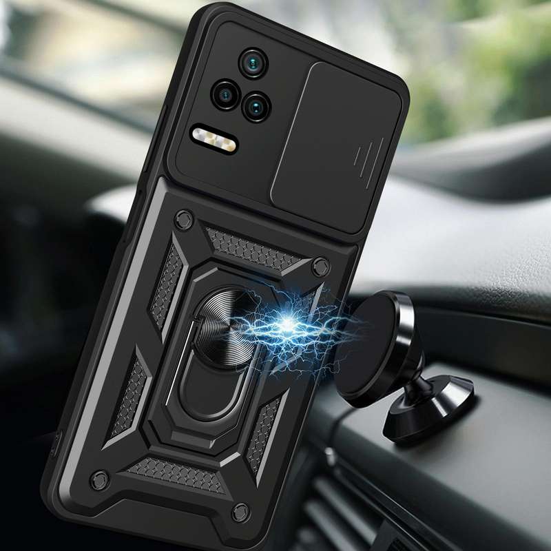 For Xiaomi Poco F4/Redmi K40S Sliding Camera Design TPU + PC Phone Case(Black)