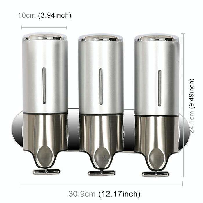 Triple Hotel Shower Manual Dispenser Wall Mounted Washing Liquid Shampoo Soap Bottle, Capacity: 1...