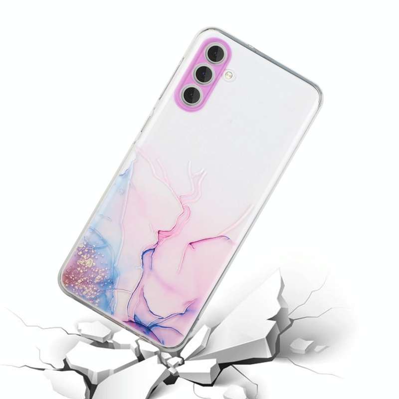 For Samsung Galaxy A34 5G Hollow Marble Pattern TPU Precise Hole Phone Protective Case(Pink)