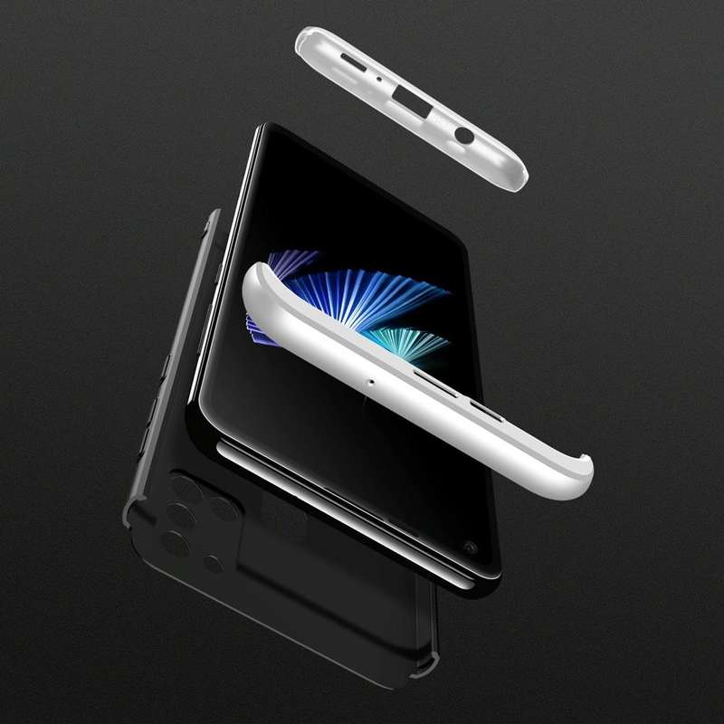 For Samsung Galaxy A21s GKK Three Stage Splicing Full Coverage PC Protective Case(Black Silver)
