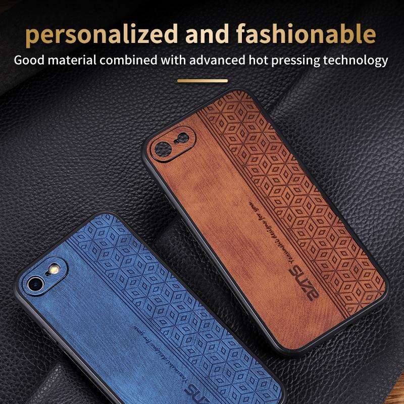For iPhone SE 2022 / SE 2020 / 8 / 7 AZNS 3D Embossed Skin Feel Phone Case(Brown)