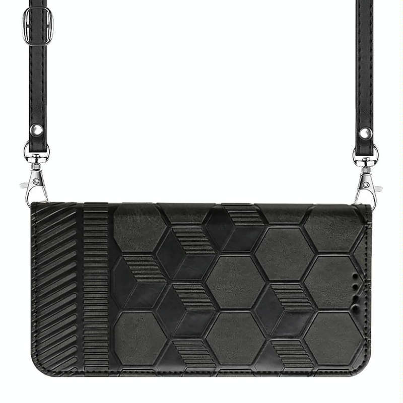 For Samsung Galaxy A73 5G Crossbody Football Texture Magnetic PU Phone Case(Black)