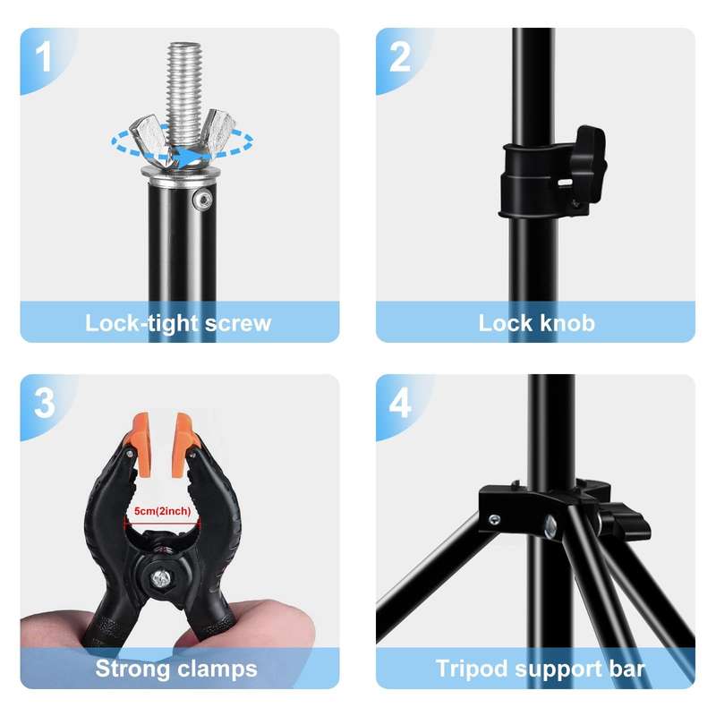 67cm T-Shape Photo Studio Background Support Stand Backdrop Crossbar Bracket with Clips, No Backd...