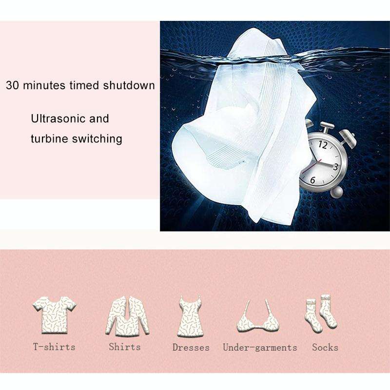Macaroon Portable Mini Turbine Washing Machine Ultrasonic Washer(Pink)
