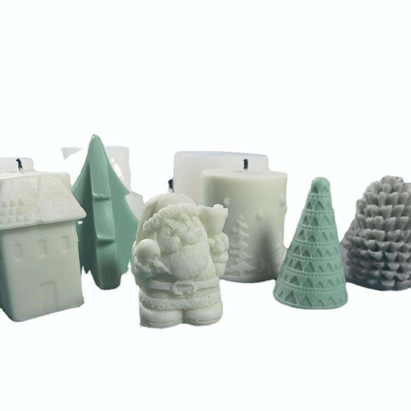 DIY Christmas Candle Aromatherapy Gypsum Silicone Mold, Shape: Snow House 3