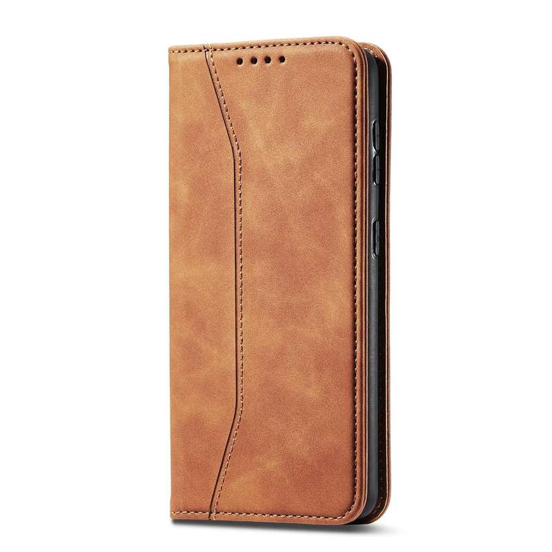 For Samsung Galaxy A52 Skin-feel Calfskin Texture Magnetic Dual-Fold Horizontal Flip Leather Case...