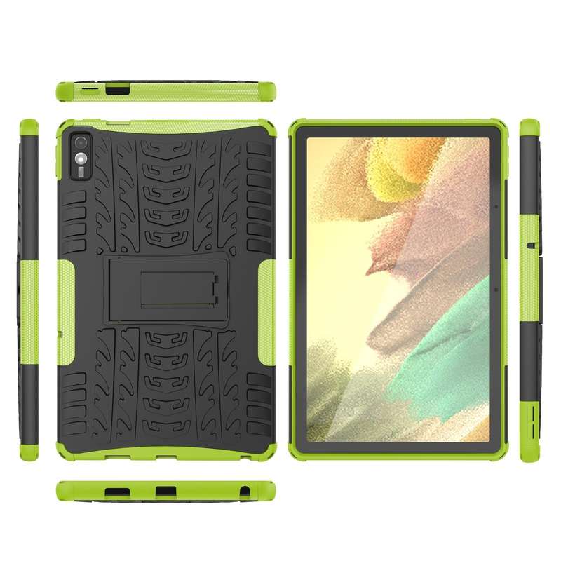 For Lenovo Tab M10 Tire Texture TPU + PC Tablet Case with Holder(Green)