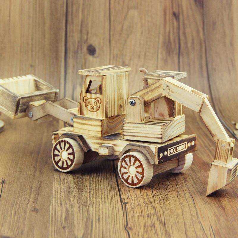 A1030 Wooden Model Excavator Ornaments Children Toys(Large)