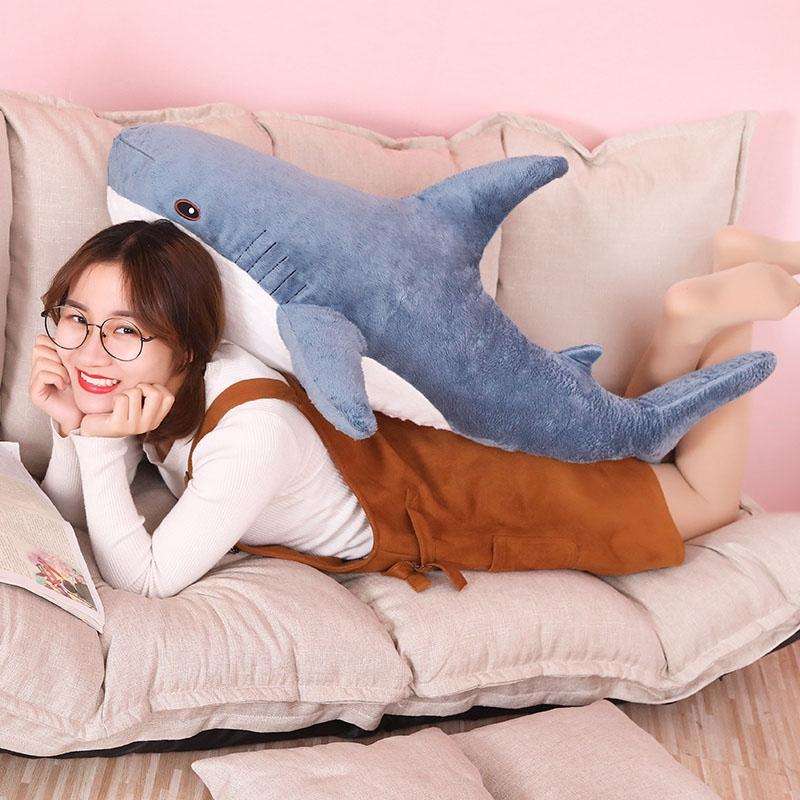 Plush Stuffed Toy Shark Kids Toys Boys Girls Animal Reading Pillow for Birthday Gifts, Height:80c...