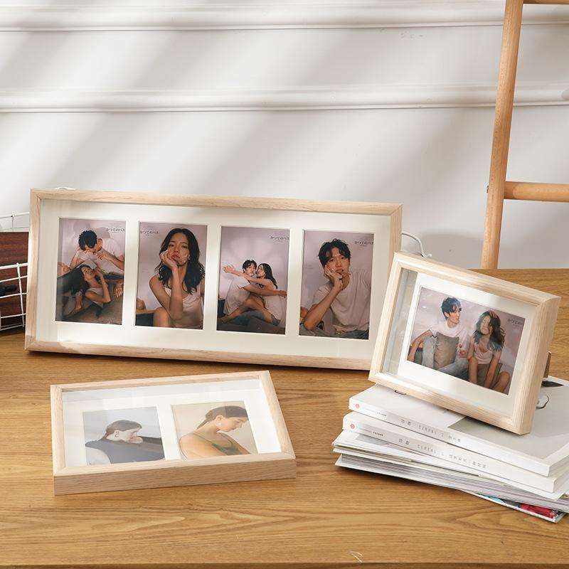 Wooden Wall-Mounted Pendulum Dual-Purpose Combination Photo Frame Style 8 inch(Wood Color)