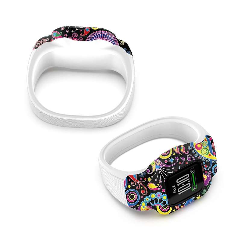 For Garmin Vivofit JR3 No Buckle Silicone Printing Watch Band, Size:L(Peacock)