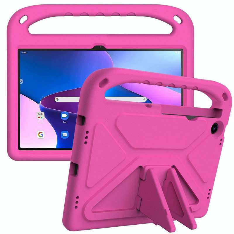 For Lenovo Tab M10 Plus 10.6 3rd Gen 2022 Handle EVA Shockproof Tablet Case with Holder(Rose Red)