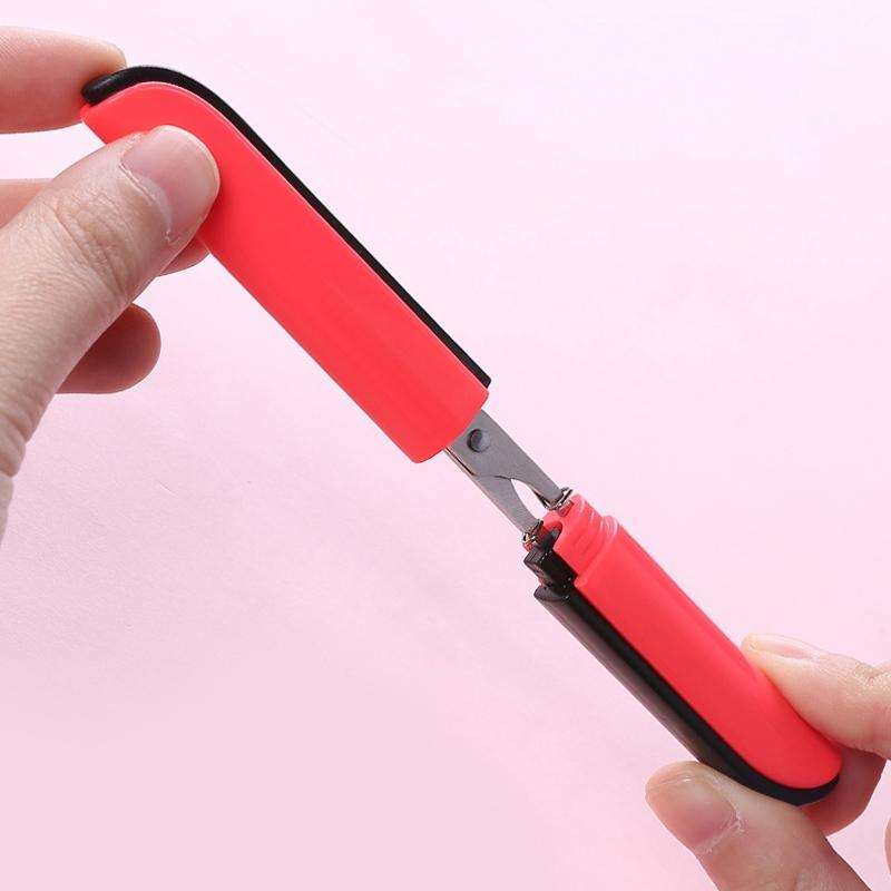 Portable Shears Paper Cutting Folding Safety Mini Stationery Scissors(Blue)