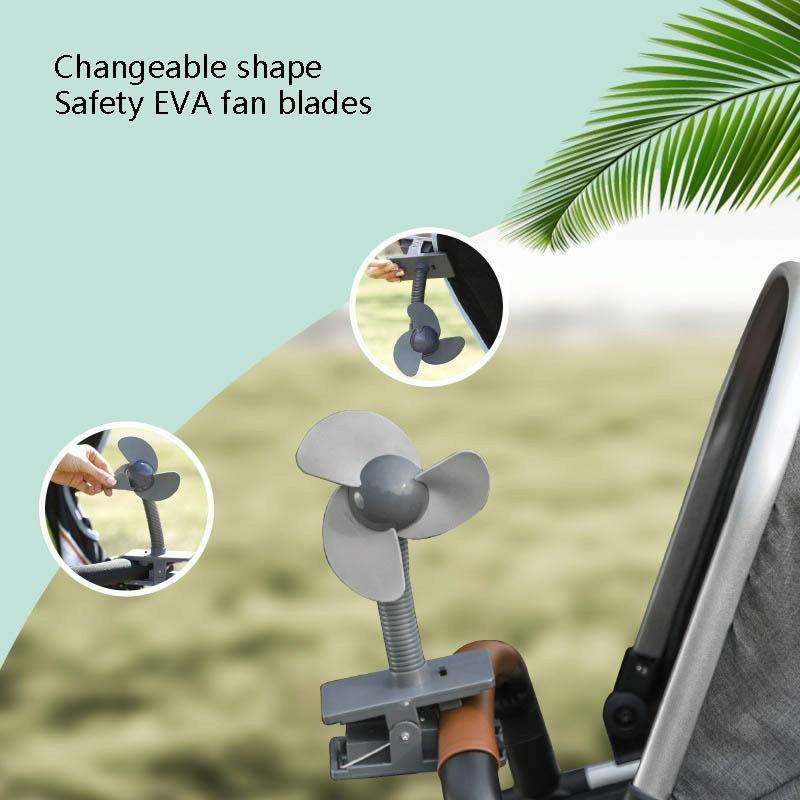Portable Stroller Fan 360 Degree Clip Mini Fan(Blue EVA)