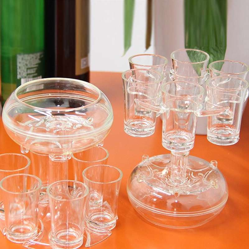 6 Shot Glass Dispenser And Holder Automatic Diversion Pourer(Transparent)
