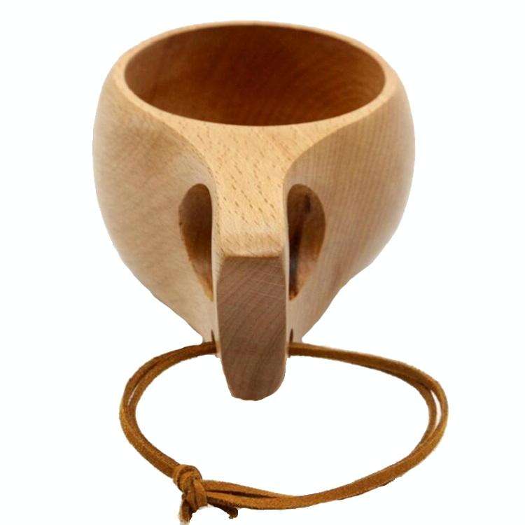 Hand Made Wood Tableware Green Wooden Cup, Capacity:101-200ml(Double Hole)