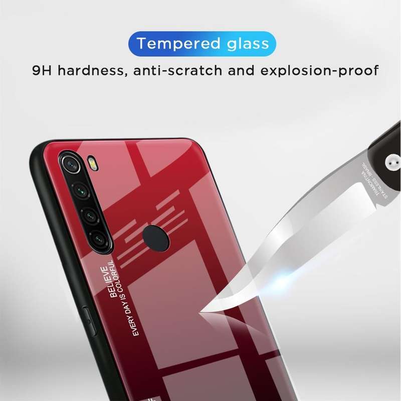 For Xiaomi Redmi Note 8 Gradient Color Glass Case(Red)
