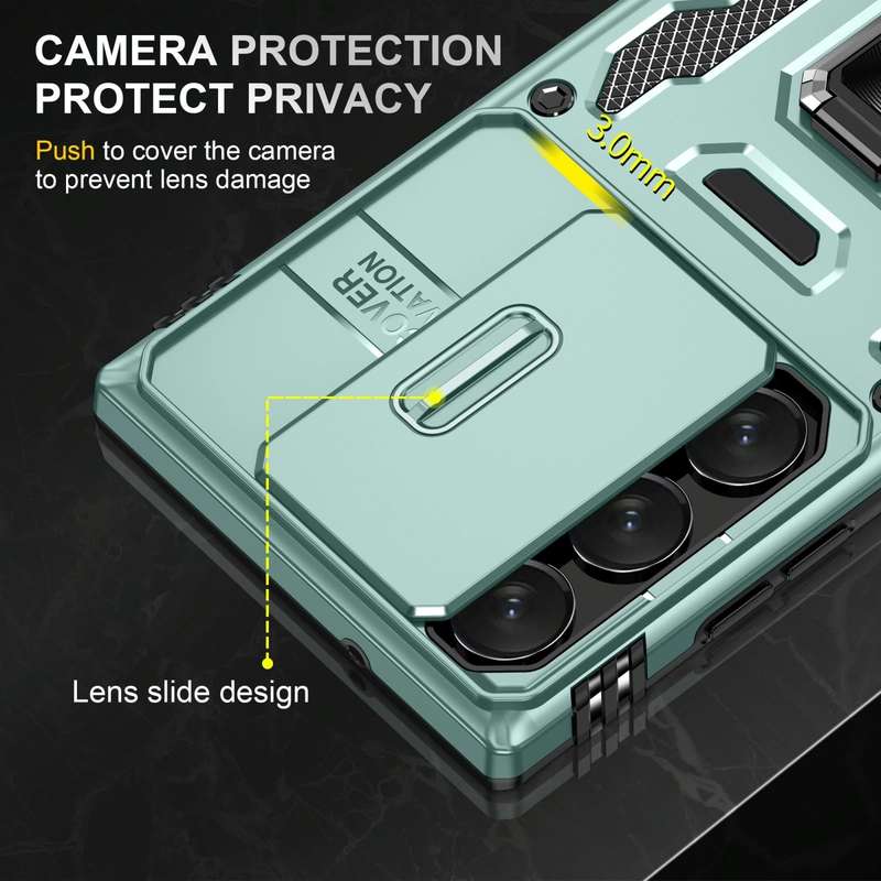 For Samsung Galaxy S24 Ultra 5G Armor PC + TPU Camera Shield Phone Case(Alpine Green)