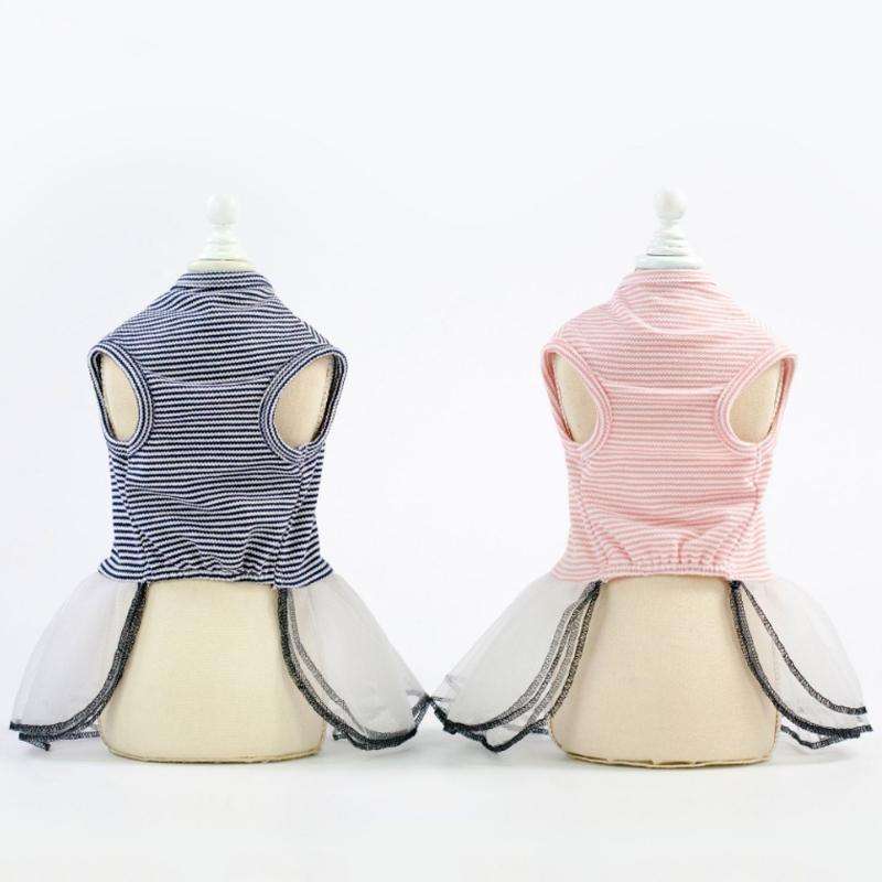 Pet Clothes Dog Summer Breathable Striped Skirt, Size:M(Black)