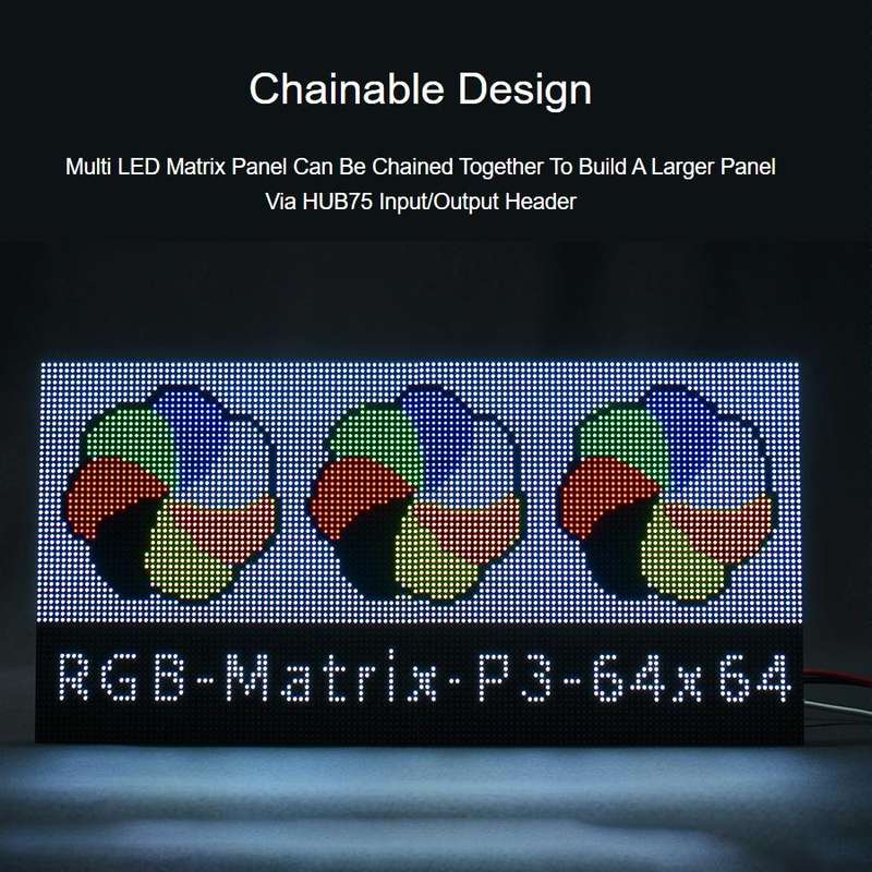 Waveshare RGB Full-Color LED Matrix Panel, 3mm Pitch, 64 x 64 Pixels, Adjustable Brightness