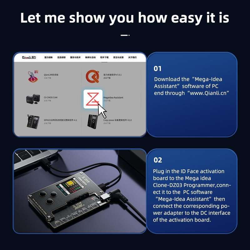 MEGA-IDEA Clone DZ03 Battery Activation & Face ID Dot Matrix Programmer for iPhone 8-14 Pro Max, ...