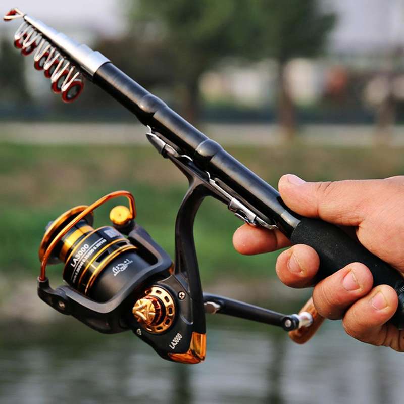 30cm Portable Telescopic Sea Fishing Rod Mini Fishing Pole, Extended Length : 1.0m, Black Clip Re...