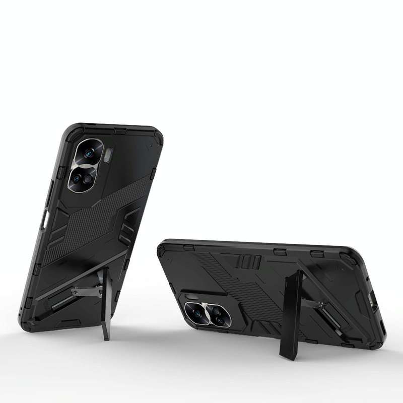 For Honor 90 Lite 5G Global Punk Armor 2 in 1 PC + TPU Phone Case with Holder(Black)