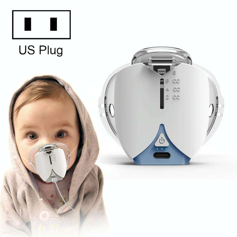 Hands-free Wearable Micro-mesh Nebulizer for Adults and Children ,Style: With US Plug(Blue White)