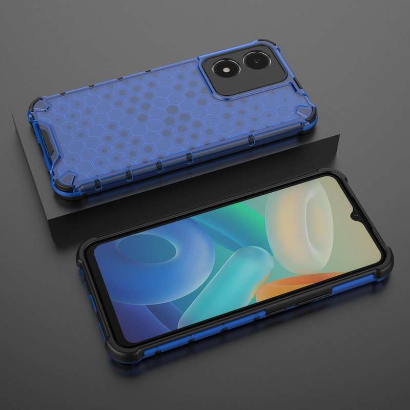 For vivo Y02s Honeycomb Phone Case(Blue)