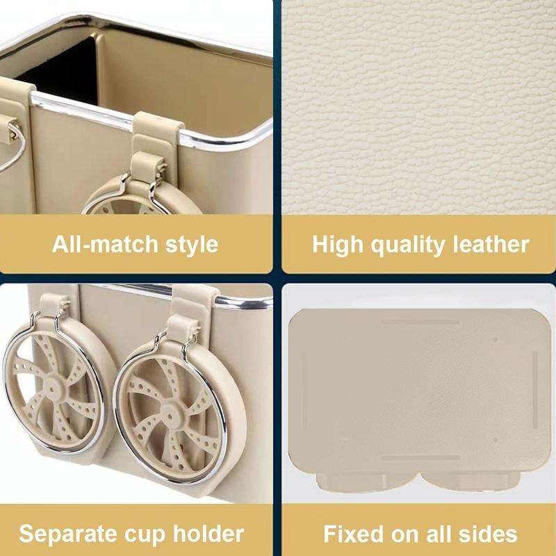 Car Paper Box Hanging Armrest Box Storage Box Cup Holder(Black Double Cup)