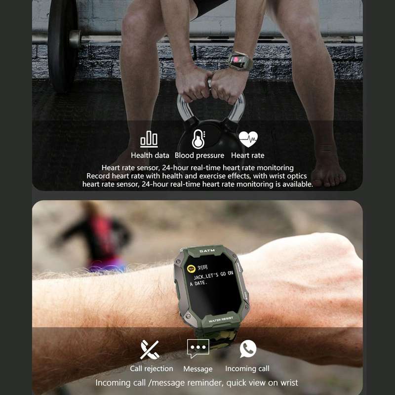 C20 1.71 inch TFT HD Screen Smart Watch, Support Heart Rate Monitoring/Blood Oxygen Monitoring(Gr...