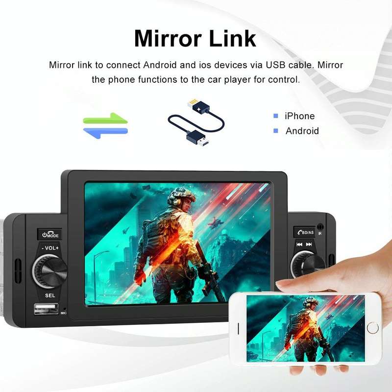 A3107 5 inches Car MP5 Wired CarPlay Universal Bluetooth Player With Microphone, Style: Standard+...