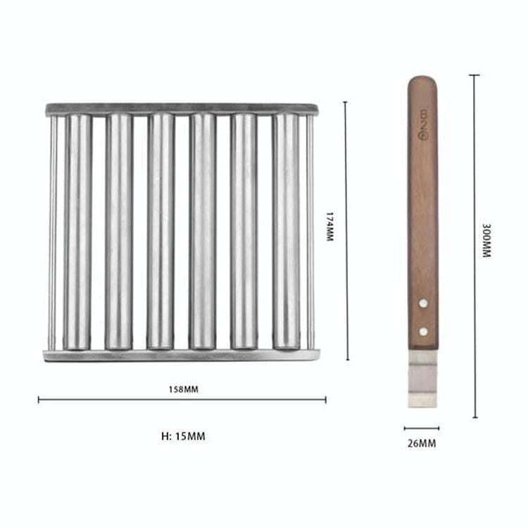 Hot Dog Sausage Grill Stainless Steel Wooden Handle BBQ Rack Kitchen Tools(Boxed)