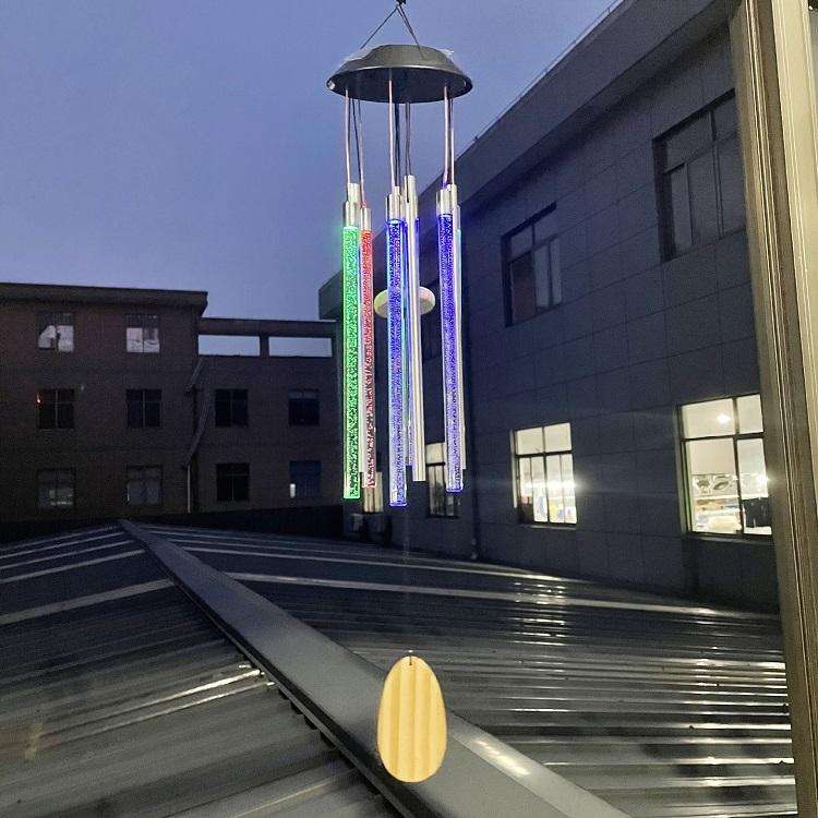 Outdoor Solar Colorful Gradient Rotating Wind Chime Garden Decorative Light(Acrylic Stick + Woode...