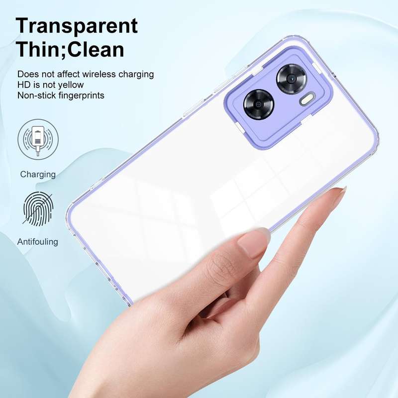 For OPPO A77 5G 3 in 1 Clear TPU Color PC Frame Phone Case(Purple)