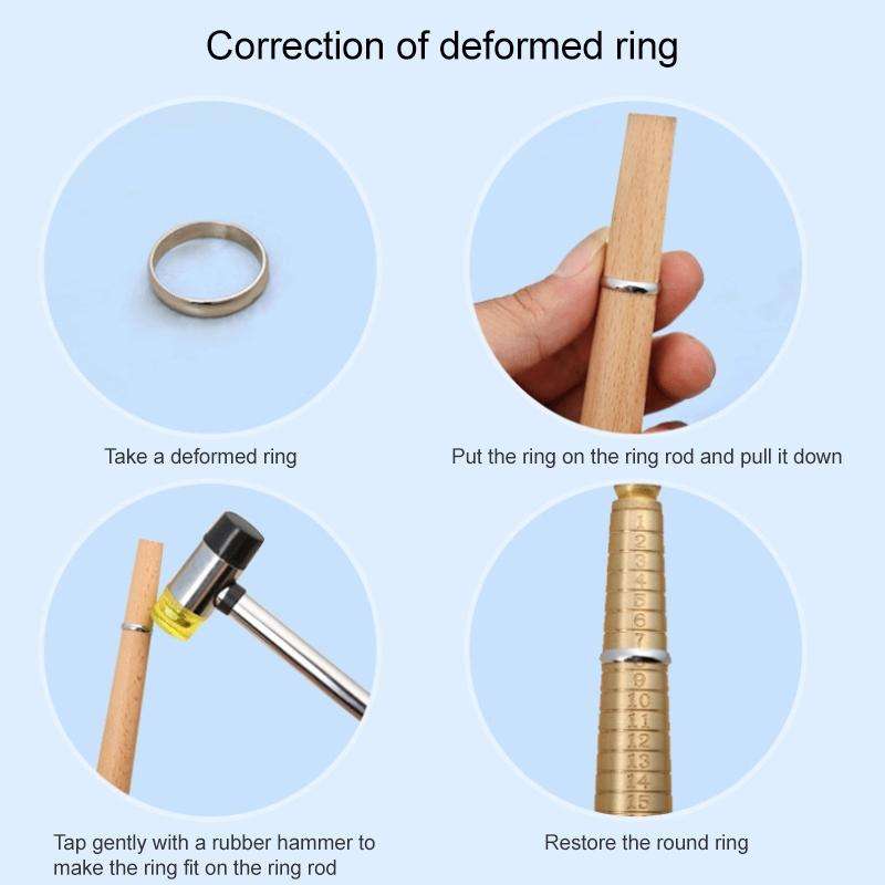 2 PCS Ring Measurement Tool Ring Formation Repair Correction Adjustment Tools,Style: Wooden Ring ...