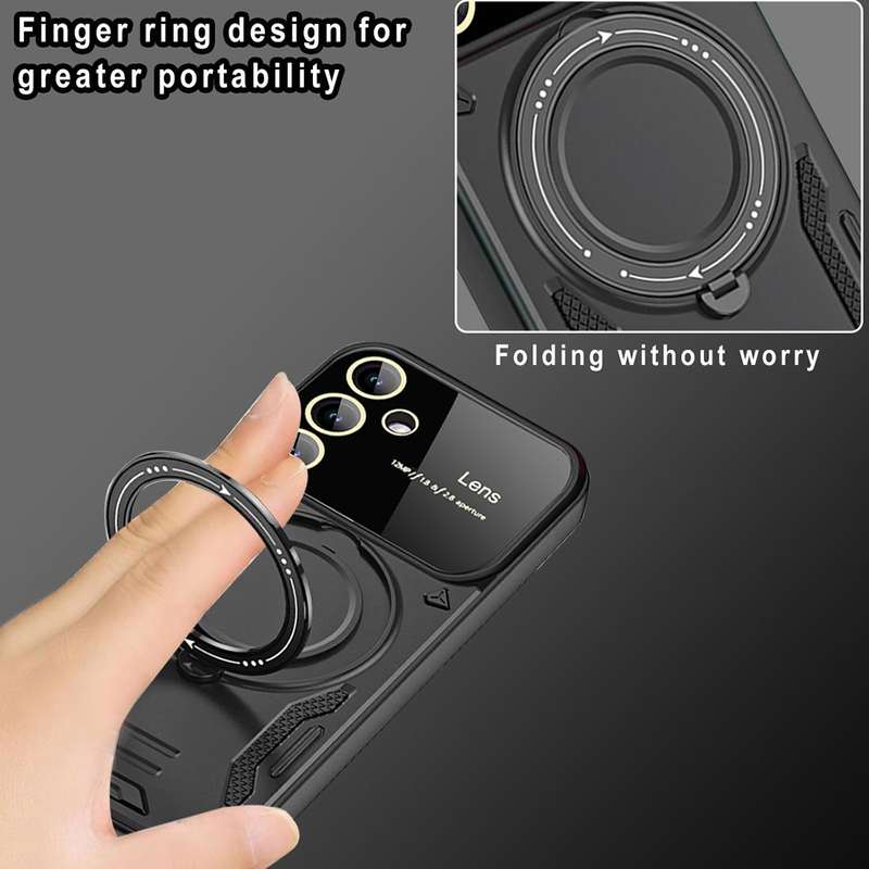 For Samsung Galaxy A34 5G Large Window MagSafe Holder Phone Case(Rose Gold)