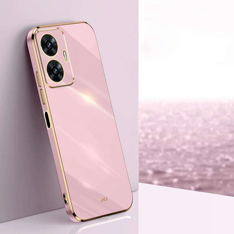 For Realme C55 XINLI Straight Edge 6D Electroplate TPU Phone Case(Cherry Purple)