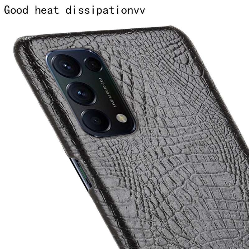 For OPPO Reno5 5G / Find X3 Lite Shockproof Crocodile Texture PC + PU Case(Black)