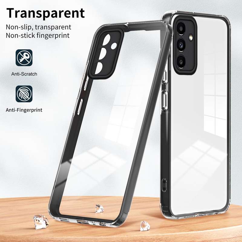 For Samsung Galaxy A13 5G 3 in 1 Clear TPU Color PC Frame Phone Case(Black)