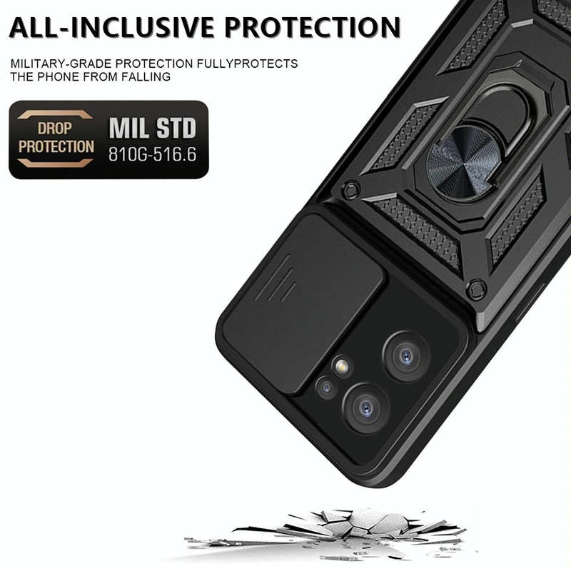 For OPPO Reno7 5G Global / Find X5 Lite Sliding Camera Cover Design TPU+PC Phone Case(Black)