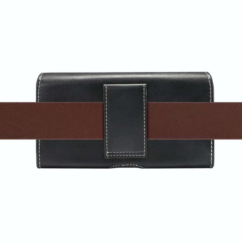 Men Lambskin Texture Multi-functional Universal Mobile Phone Waist Pack Leather Case for 6.3 Inch...
