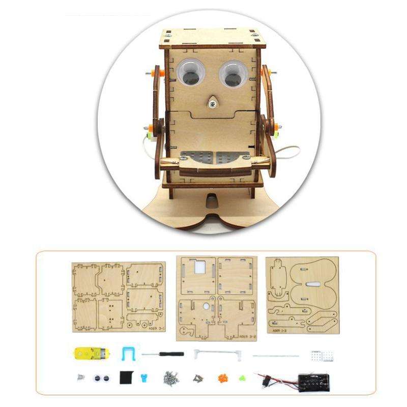 Robot Eating Coins Kids DIY Science Toy Educational Scientific Experiment Kit Wood Craft