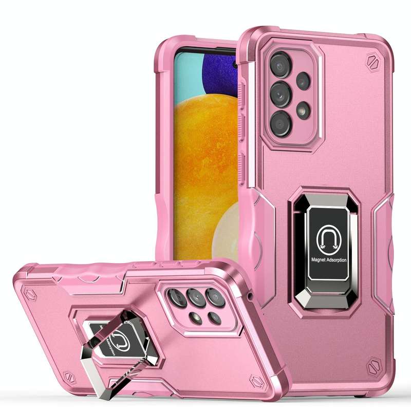 For Samsung Galaxy A33 5G Ring Holder Non-slip Armor Phone Case(Pink)