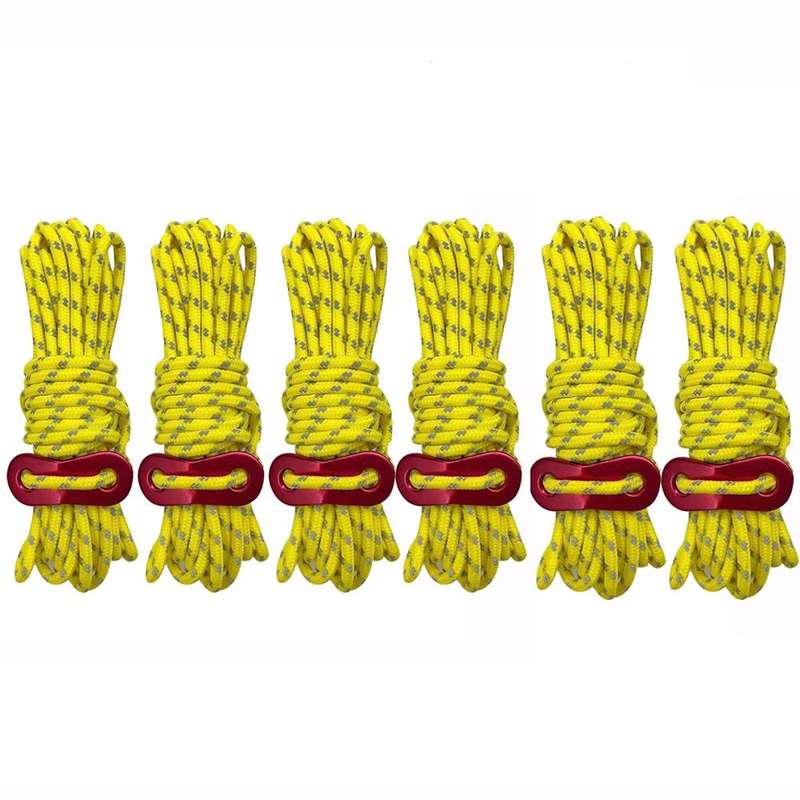 4m x 6 Rolls Outdoor Camping Tent Canopy Wind Rope Luminous Multi-Function Wind Rope Buckle Tent ...