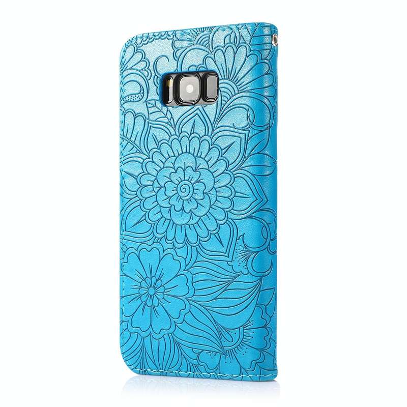 For Samsung Galaxy S8+ Skin Feel Embossed Sunflower Horizontal Flip Leather Case with Holder & Ca...