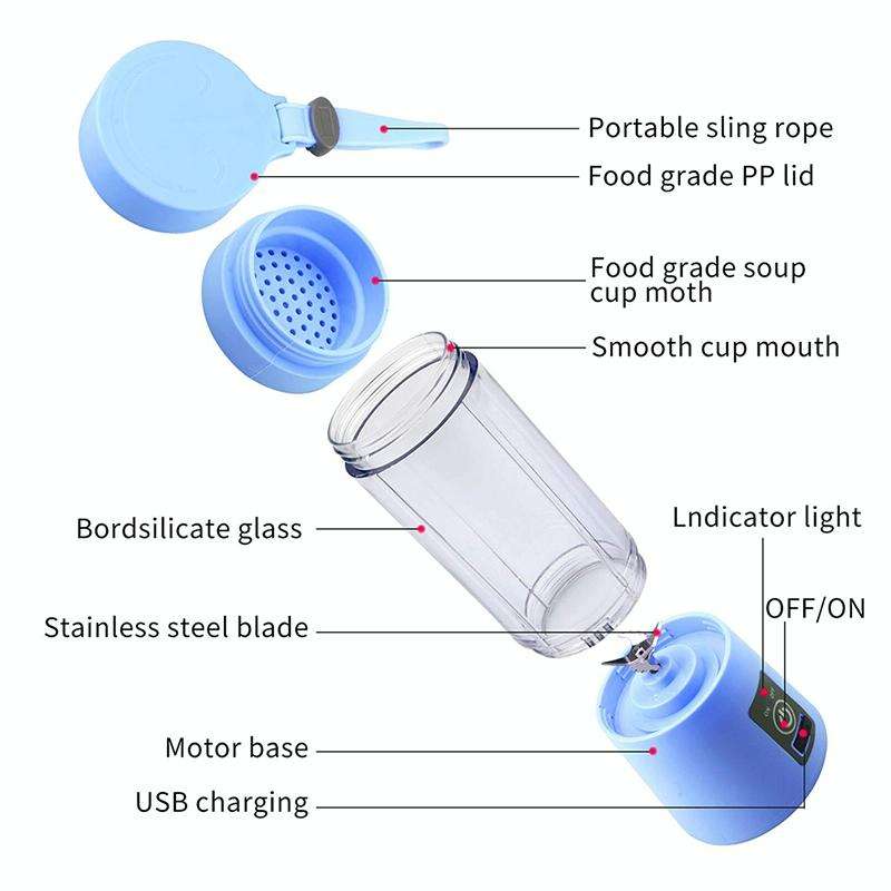USB Rechargeable Electric Automatic Vegetable Fruit Citrus Orange Juice Maker Cup Mixer Bottle (3...