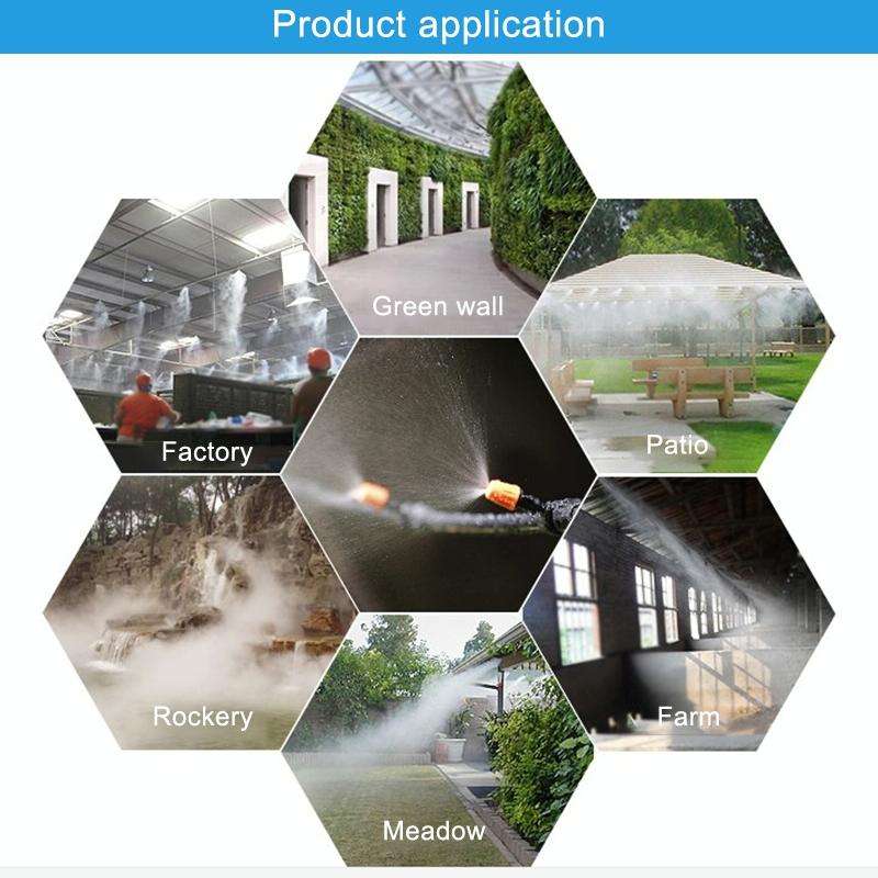 Outdoor Lawn Garden PE Mist Watering Line Misting Cooling System with 6 x Mist Nozzles, Length: 6...